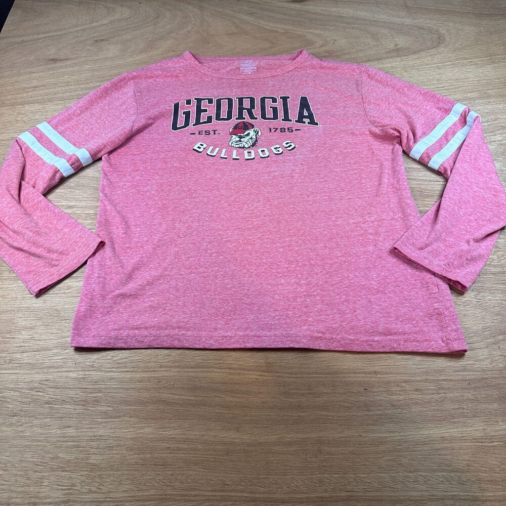 Pro Edge Georgia Bulldogs Womens XL Salmon Pink Burnout Long Sleeve Football Tee
